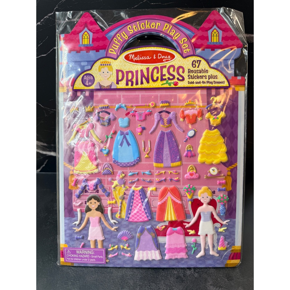 Melissa & Doug Princess Puffy Sticker Play Set 67 Reusable Stickers 9100 NEW